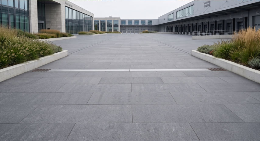 Wielkoformatowe płyty betonowe na placu przemysłowym