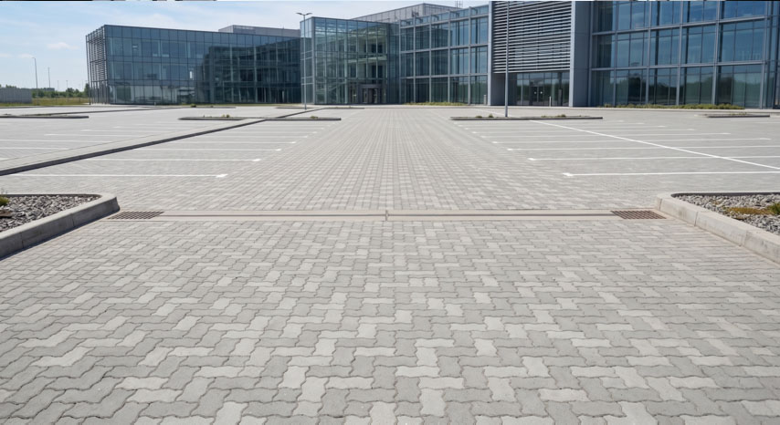 Przemysłowe utwardzenie terenu kostką typu behaton